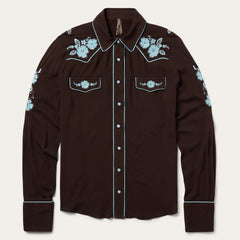 Embroidered Retro Western Shirt Brown | Stetson