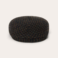 Harris Tweed Houndstooth Driver Cap Midnight Blue W/ Brown Shades | Stetson