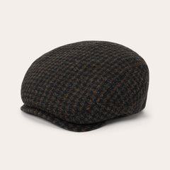 Harris Tweed Houndstooth Driver Cap Midnight Blue W/ Brown Shades | Stetson