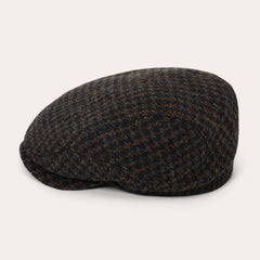 Harris Tweed Houndstooth Driver Cap Midnight Blue W/ Brown Shades | Stetson