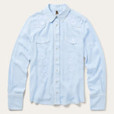 Embroidered Retro Western Shirt Blue | Stetson