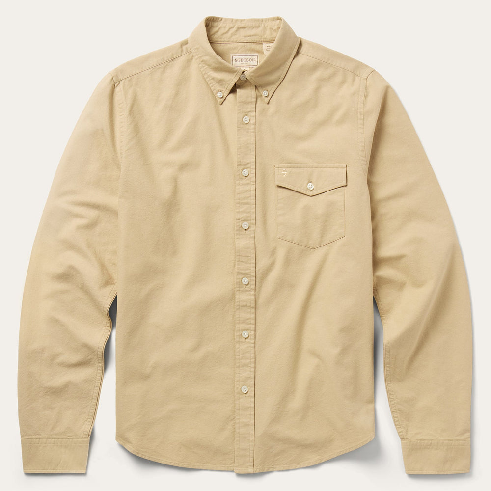 Peached Oxford Button-Down Shirt Tan | Stetson