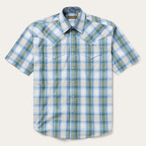 Moss Plaid Short-Sleeve Western Shirt Blue | Stetson