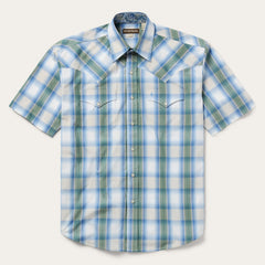 Moss Plaid Short-Sleeve Western Shirt Blue | Stetson