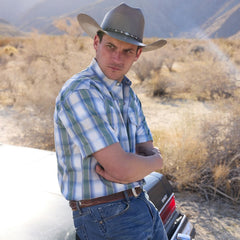 Moss Plaid Short-Sleeve Western Shirt Blue | Stetson