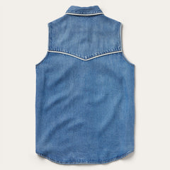 Sleeveless Denim Western Shirt Blue | Stetson