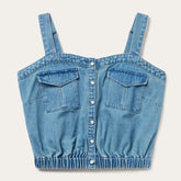 Button Front Denim Tank Top Blue | Stetson