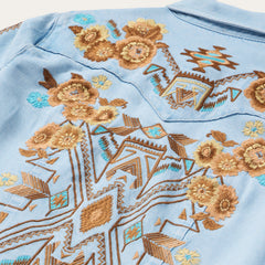 Embroidered Denim Shirt Dress Light Blue | Stetson