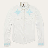 Embroidered Modal Western Shirt White | Stetson