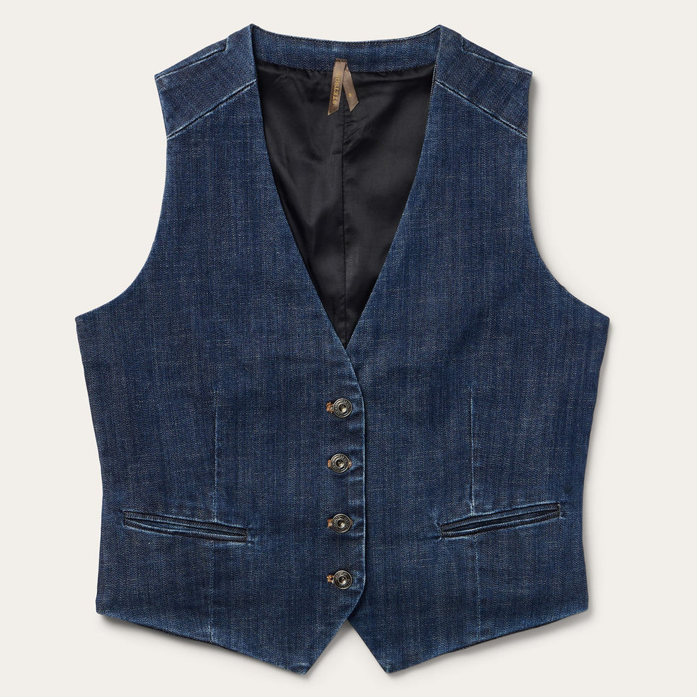 Dark Wash Stretch Denim Vest Blue | Stetson