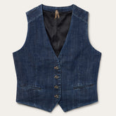 Dark Wash Stretch Denim Vest Blue | Stetson