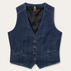 Dark Wash Stretch Denim Vest Blue | Stetson
