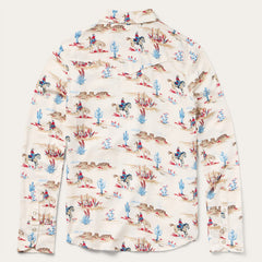 Desert Trail Print Western Shirt White | Stetson