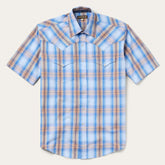 Sunrise Plaid Short-Sleeve Western Shirt Blue | Stetson