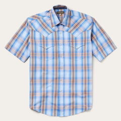Sunrise Plaid Short-Sleeve Western Shirt Blue | Stetson