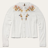 Embroidered Crepe Shirt White | Stetson