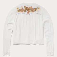 Embroidered Crepe Shirt White | Stetson