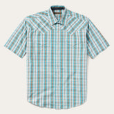 Turquoise Plaid Short-Sleeve Western Shirt Green | Stetson