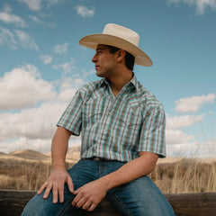 Turquoise Plaid Short-Sleeve Western Shirt Green | Stetson