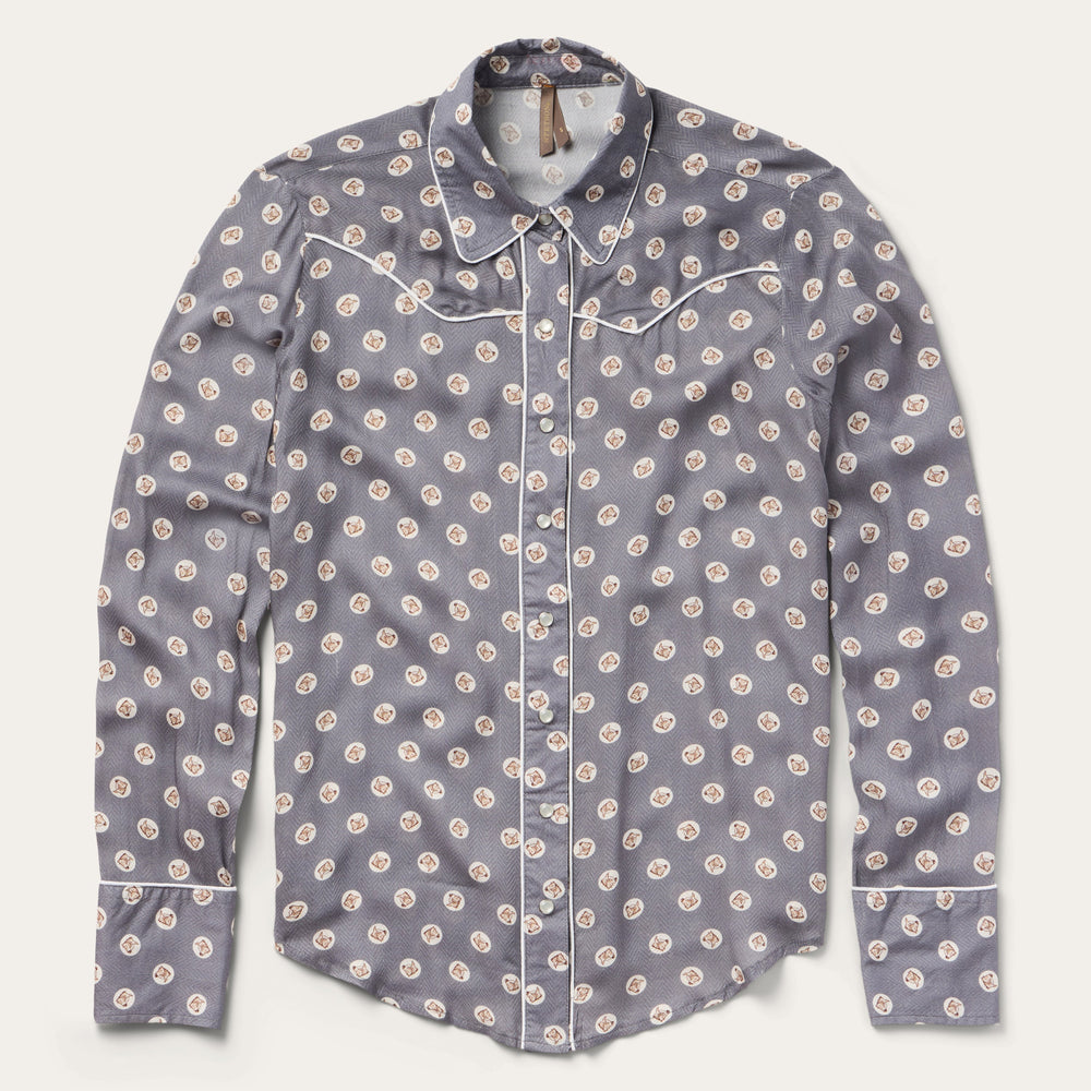 Horse Pennies Print Western Shirt Grey | Stetson