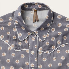 Horse Pennies Print Western Shirt Grey | Stetson