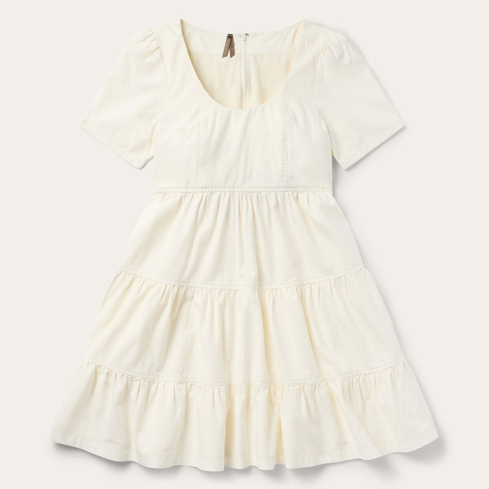 Cream Denim Tiered Dress White | Stetson