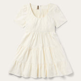 Cream Denim Tiered Dress White | Stetson
