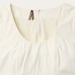 Cream Denim Tiered Dress White | Stetson
