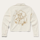 Embroidered Cream Denim Cropped Shirt White | Stetson
