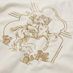Embroidered Cream Denim Cropped Shirt White | Stetson