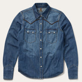 Piped Dark Denim Western Shirt Blue | Stetson