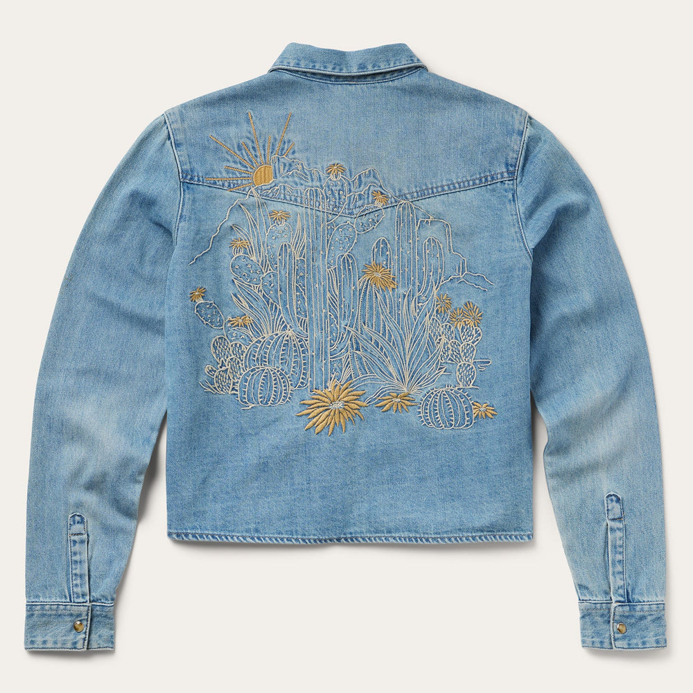 Embroidered Denim Cropped Shirt Blue | Stetson