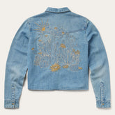 Embroidered Denim Cropped Shirt Blue | Stetson