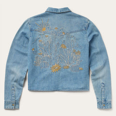 Embroidered Denim Cropped Shirt Blue | Stetson