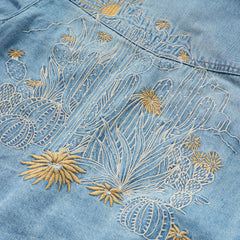 Embroidered Denim Cropped Shirt Blue | Stetson