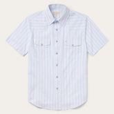 Stripe Oxford Short Sleeve Western Shirt White W/ Blue Stripe | Stetson