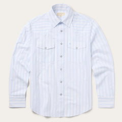Stripe Oxford Western Shirt White W/ Blue Stripe | Stetson