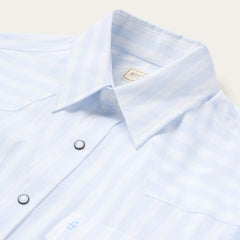 Stripe Oxford Western Shirt White W/ Blue Stripe | Stetson