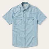 Chambray Oxford Short Sleeve Western Shirt Blue | Stetson