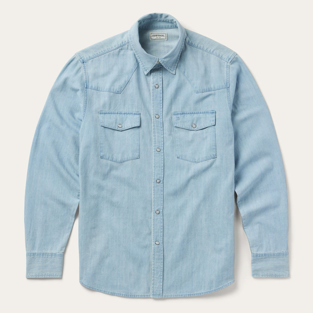 Chambray Oxford Western Shirt Blue | Stetson