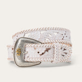Tooled Laced Edge Belt White | Stetson