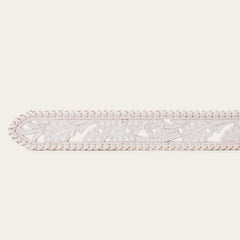Tooled Laced Edge Belt White | Stetson