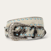 Hair-On-Hide Laced Belt Black / White | Stetson