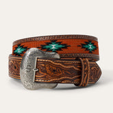 Tooled Tab Embroidered Belt Tan | Stetson