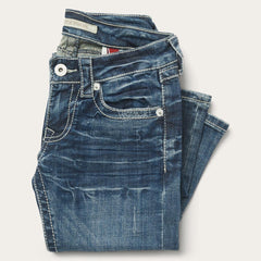 816 Fit Jeans With White "S" Back Pocket Blue | Women Stetson Denim