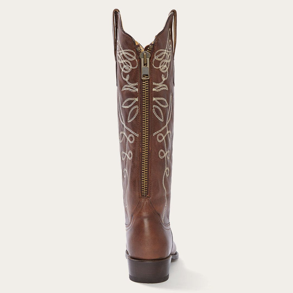 Adeline Burnished Brown Back Zip Cowboy Boot Brown | Women Stetson Western