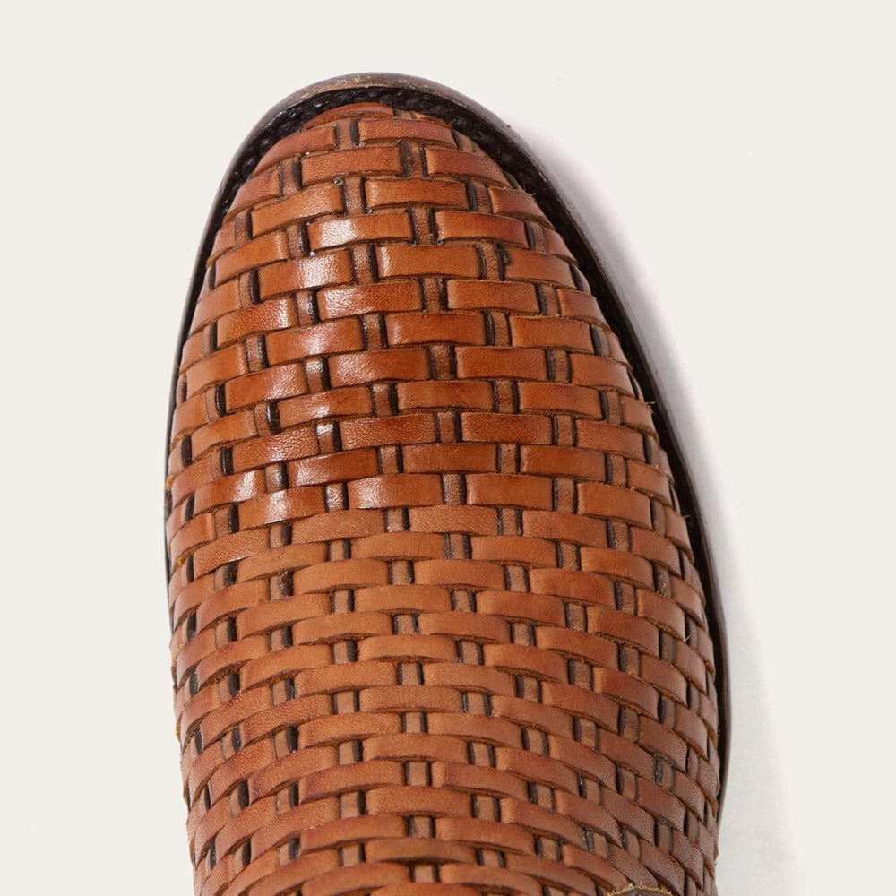 Basketweave Side Zip Ankle Boot Brown | Women Stetson Shorties