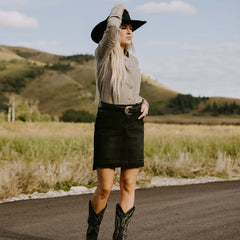 Black Denim 5-Pocket Skirt Black | Women Stetson Skirts & Shorts