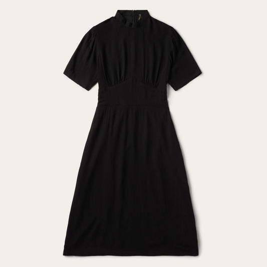 Black Herringbone Twill Midi Dress Black | Women Stetson Midi
