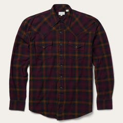 Black Wine Plaid Flannel Western Shirt Wine | Men Stetson Classic Cut